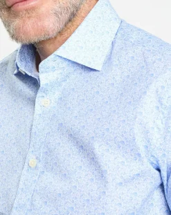 Chemise Slim Fit à imprimé coquillage bleu ciel