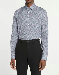 Chemise Slim Fit à imprimé floral bleue