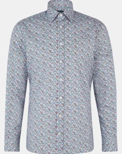 Chemise Slim Fit à imprimé floral bleue