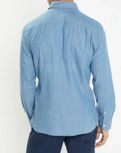 Chemise Slim Fit à imprimé géométrique bleue