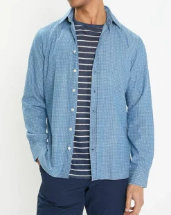 Chemise Slim Fit à imprimé géométrique bleue
