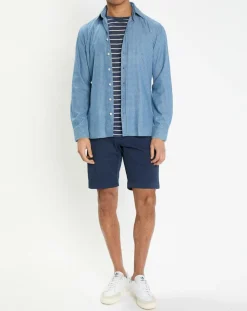 Chemise Slim Fit à imprimé géométrique bleue