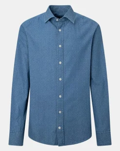 Chemise Slim Fit à imprimé géométrique bleue