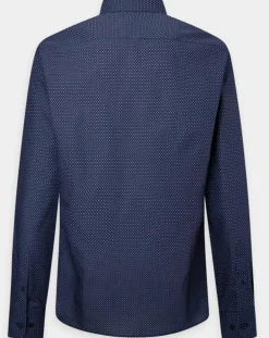Chemise Slim Fit à micro imprimé géométrique bleue