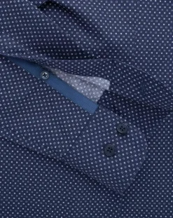 Chemise Slim Fit à micro imprimé géométrique bleue