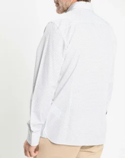 Chemise Slim Fit à micro imprimé géométrique blanche