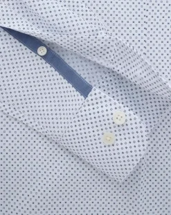 Chemise Slim Fit à micro imprimé géométrique blanche
