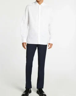 Chemise Slim Fit à pois blanche