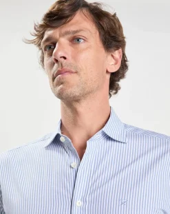 Chemise Slim Fit à rayures bleu clair