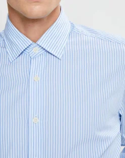 Chemise Slim Fit à rayures bleue