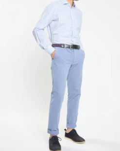 Chemise Slim Fit à vichy tricolore bleu ciel
