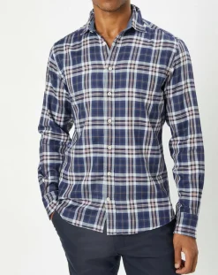 Chemise Slim Fit Dark à carreaux bleue