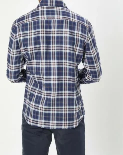 Chemise Slim Fit Dark à carreaux bleue