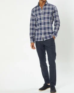Chemise Slim Fit Dark à carreaux bleue