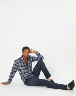 Chemise Slim Fit Dark à carreaux bleue