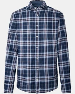 Chemise Slim Fit Dark à carreaux bleue