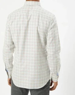 Chemise Slim Fit en Flanelle à carreaux écru/rouge/bleu