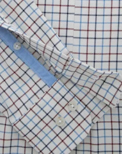 Chemise Slim Fit en Flanelle à carreaux écru/rouge/bleu