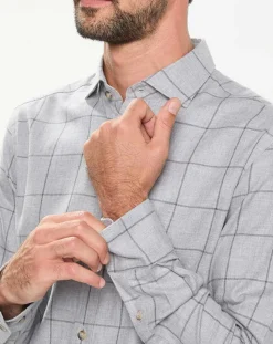 Chemise Slim Fit en Flanelle à carreaux gris clair