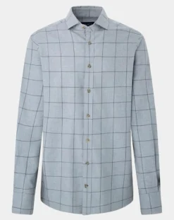 Chemise Slim Fit en Flanelle à carreaux gris clair