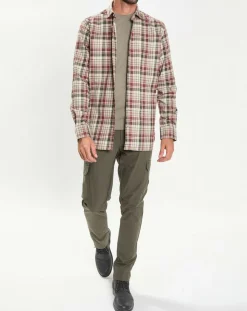 Chemise Slim Fit en Flanelle Tartan beige/rouge/kaki