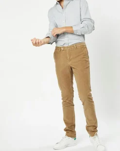 Chemise Slim Fit en Flanelle Chevron gris clair