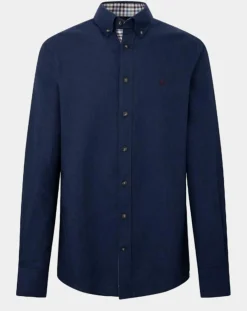 Chemise Slim Fit en Flanelle unie bleu moyen