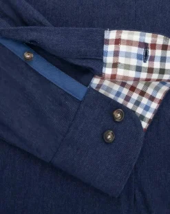 Chemise Slim Fit en Flanelle unie bleu moyen