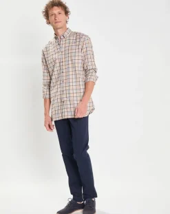 Chemise Slim Fit en Flanelle Vichy beige/multicolore