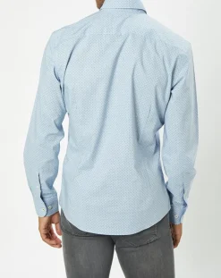 Chemise Slim Fit en Popeline imprimée floral bleu ciel