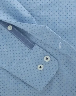 Chemise Slim Fit en Popeline imprimée floral bleu ciel