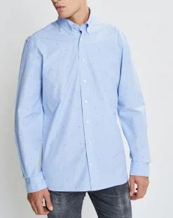 Chemise Slim Fit Fil Coupé imprimée bleue