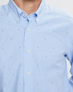 Chemise Slim Fit Fil Coupé imprimée bleue