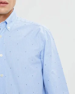 Chemise Slim Fit Fil Coupé imprimée bleue