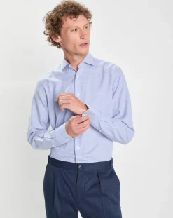 Chemise Slim Fit imprimée Pied-de-Poule bleu/blanc