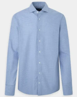 Chemise Slim Fit imprimée Pied-de-Poule bleu/blanc