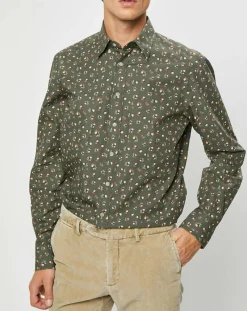 Chemise Slim Fit imprimée kaki