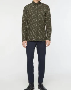 Chemise Slim Fit imprimée kaki