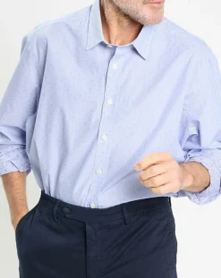 Chemise Slim Fit Jacquard à rayures milleraies bleue