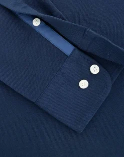 Chemise Slim Fit manches longues piquée unie bleu foncé