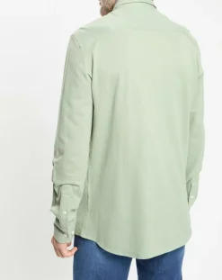 Chemise Slim Fit manches longues piquée unie verte