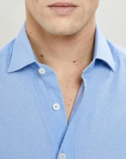 Chemise Slim Fit micro imprimé bleu ciel
