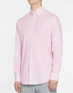 Chemise Slim Fit Milleraie Oxford blanc/rose