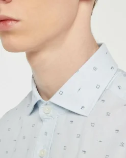 Chemise Slim Fit Mix Travel imprimée bleu clair