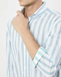 Chemise Slim Fit Patch à rayures bleu moyen