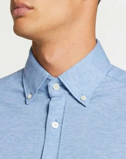 Chemise Slim Fit polo piqué bleu moyen