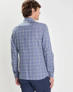 Chemise Slim Fit Prince de Galles bleu moyen