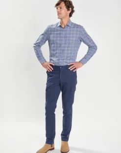 Chemise Slim Fit Prince de Galles bleu moyen