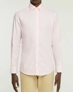 Chemise Slim Fit Strip Bat à rayures rose