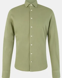 Chemise Slim Fit Unie Piquée kaki